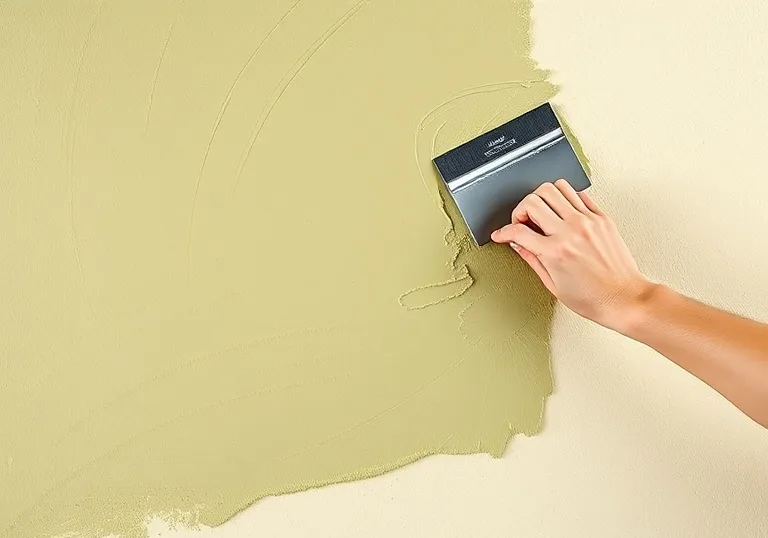Application d'un enduit décoratif à la lisseuse sur un mur